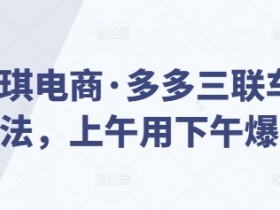 琪琪电商·多多三联车玩法,上午用下午爆单