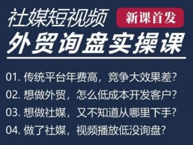五大社媒·短视频获客线上课(TK/INS/FB/YTB/视频号),B2B外贸工厂短视频线上班