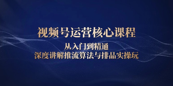 (13863期)视频号运营核心课程,从入门到精通,深度讲解推流算法与排品实操玩