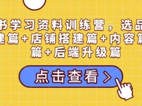 小红书学习资料训练营,选品篇+账号搭建篇+店铺搭建篇+内容篇+私域篇+后端升级篇