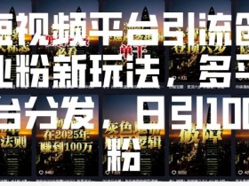短视频平台引流创业粉新玩法,多平台分发,日引100粉