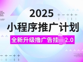 2025小程序推广计划,全新升级撸广告挂JI2.0玩法,日入多张,小白可做【揭秘】