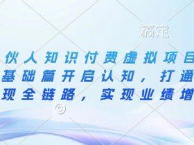 IP合伙人知识付费虚拟项目,从思维基础篇开启认知,打通商业变现全链路,实现业绩增长