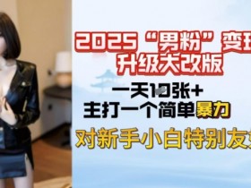 2025男粉变现全新玩法升级,日入上千简简单单,小白可轻松上手