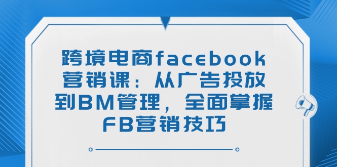 (14314期)跨境电子商务facebook营销课:从投放广告到BM管理方法,全面了解FB营销方法