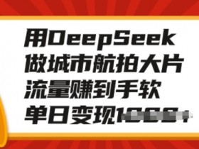 用DeepSeek做城市航拍大片,流量赚到手软,单日变现多张