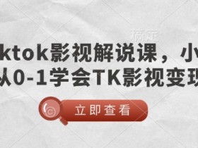 TikTok影视解说课,小白从0-1学会TK影视变现