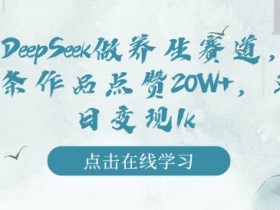 用DeepSeek做养生赛道,一条作品点赞20W+,单日变现1k