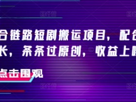抖音融合链路短剧搬运项目,配合侠客爆改时长,条条过原创,收益嘎嘎猛
