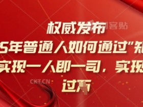 2025年普通人如何通过知识付费实现一人即一司,实现日入过千【揭秘】