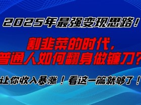 2025年最强变现思路,割韭菜的时代, 普通人如何翻身做镰刀?【揭秘】