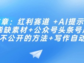 付费文章:红利赛道 +AI提示词 +批量找稀缺素材+公众号头条号成功起号不公开的方法+写作自动化