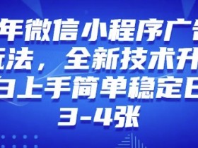 2025年微信小程序最新玩法纯小白易上手,稳定日入多张,技术全新升级【揭秘】