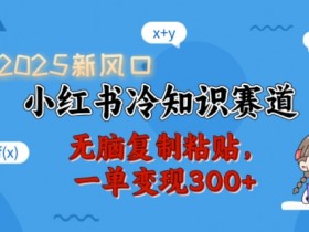 2025新风口,小红书冷知识赛道,无脑复制粘贴,一单变现300+
