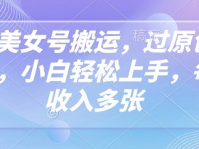 抖音美女号搬运,过原创新玩法,小白轻松上手,每天收入多张
