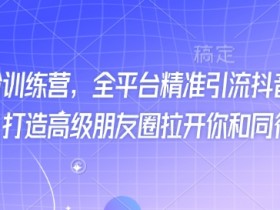 最新打粉训练营,全平台精准引流抖音、快手、小红书,打造高级朋友圈拉开你和同行差异化