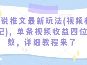 小说推文最新玩法(视频标记),单条视频收益四位数,详细教程来了