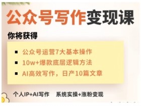 AI公众号写作变现课,手把手实操演示,从0到1做一个小而美的会赚钱的IP号