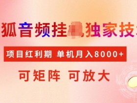 首发搜狐音频挂JI,项目红利期,可矩阵可放大,稳定月入5k【揭秘】