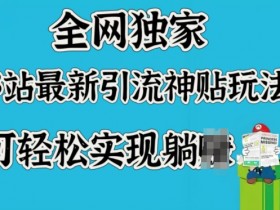 全网独家,B站最新引流神贴玩法,可轻松实现躺Z