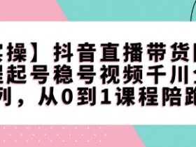 【实操】抖音直播带货陪跑课程起号稳号视频千川全系列,从0到1课程陪跑