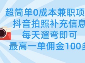 超简单0成本兼职项目,拍照补充信息,每天遛弯即可,最高一单佣金100多