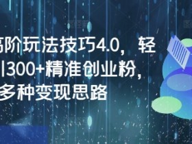 闲鱼高阶玩法技巧4.0,轻松日引300+精准创业粉,多种变现思路