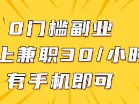 0门槛副业,线上兼职30一小时,有手机即可【揭秘】