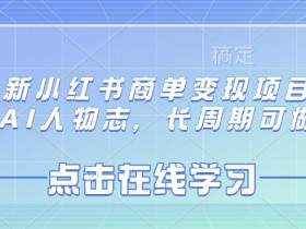 最新小红书商单变现项目,AI人物志,长周期可做