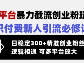 交友平台暴力截流创业粉玩法,知识付费新人引流必修课,日稳定300+精准创业粉丝,逻辑相通可多平台放大