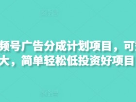 最新视频号广告分成计划项目,可矩阵放大,简单轻松低投资好项目