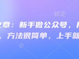 付费文章:新手做公众号,月涨几干粉,方法很简单,上手就能做