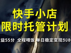 快手小店限时托管计划,收益55分,全程喂饭,单日稳定变现5张【揭秘】