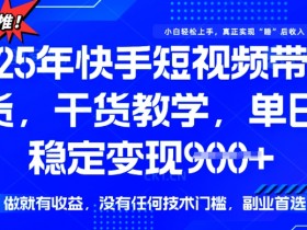 25年最新快手短视频带货,单日稳定变现900+,没有技术门槛,做就有收益【揭秘】