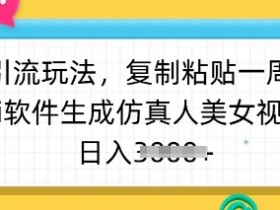 暴力引流玩法,复制粘贴一周1w粉,ai软件生成仿真人美女视频,日入多张