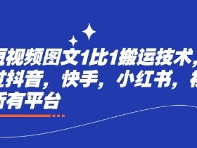 最新短视频图文1比1搬运技术,可以过抖音,快手,小红书,视频号所有平台