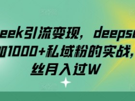 deepseek引流变现,deepseek被动日加1000+私域粉的实战,0粉丝月入过W