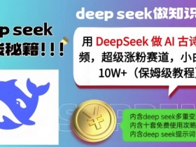 用DeepSeek做AI古诗词视频,超级涨粉赛道,小白轻松涨粉10W+(保姆级教程)