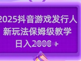 2025抖音游戏发行人新玩法,保姆级教学,日入多张