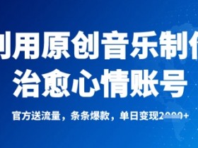 利用原创音乐制作治愈心情账号,条条爆款,单日变现多张