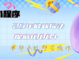 微信小程序25年最新教学保底日入1k+,最新玩法,单部手机即可操作,做就有收益【揭秘】