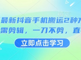 3月最新抖音手机搬运2种方法,无需剪辑,一刀不剪,直接搬