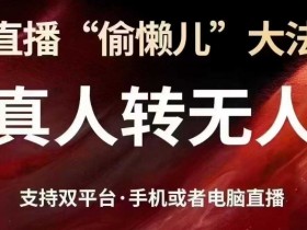 直播“偷懒儿”大法,真人转无人,支持抖音视频号双平台手机或者电脑直播