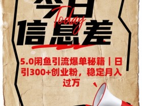 5.0闲鱼引流爆单秘籍,日引300+创业粉,稳定月入过W