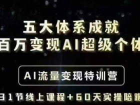 五大体系成就百万变现AI超级个体- AI流量变现特训营,一步一步教你一个人怎么年入百W