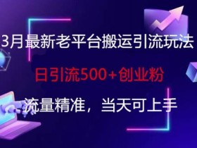 3月最新老平台搬运引流玩法,日引流500+创业粉,流量精准,当天可上手