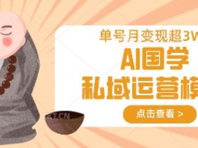AI国学私域运营模型,单号月变现过W