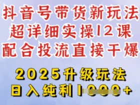 2025全新升级抖音带货玩法,一天纯利四位数,从剪辑到选品再到发布投流,超详细玩法揭秘