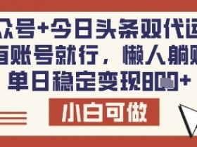 公众号+今日头条双代运营,有账号就行,单日稳定变现8张【揭秘】