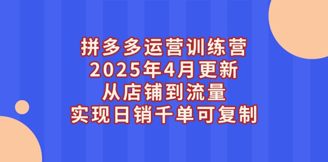 (14469期)拼多多运营训练营2025年4月更新,从店铺到流量,实现日销千单可复制